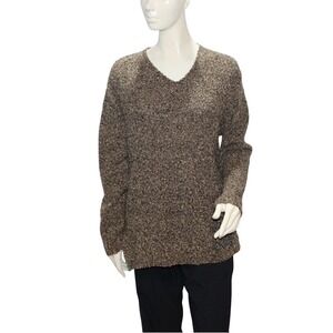 Van Heusen Brown Textured Ramie Blend Sweater Size L